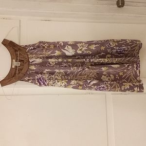 Vertigo Paris brown,purple and gold floral and leafy design mini dress size S